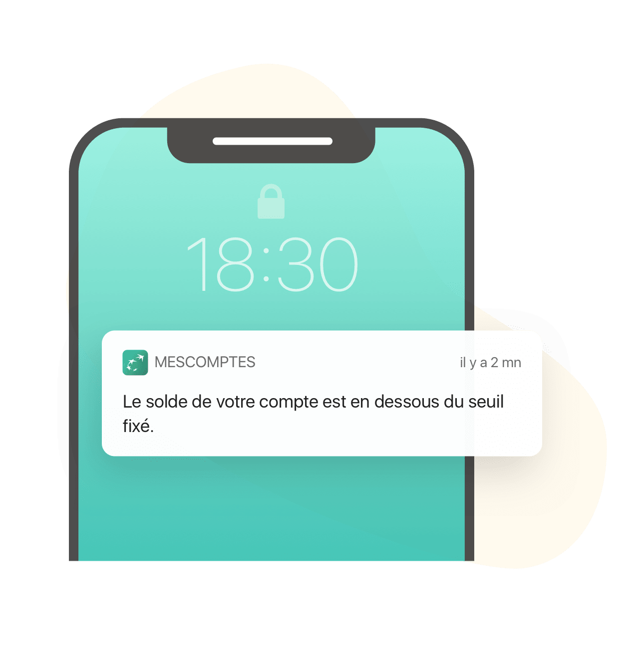 Exemple de notification sur écran mobile ci-après